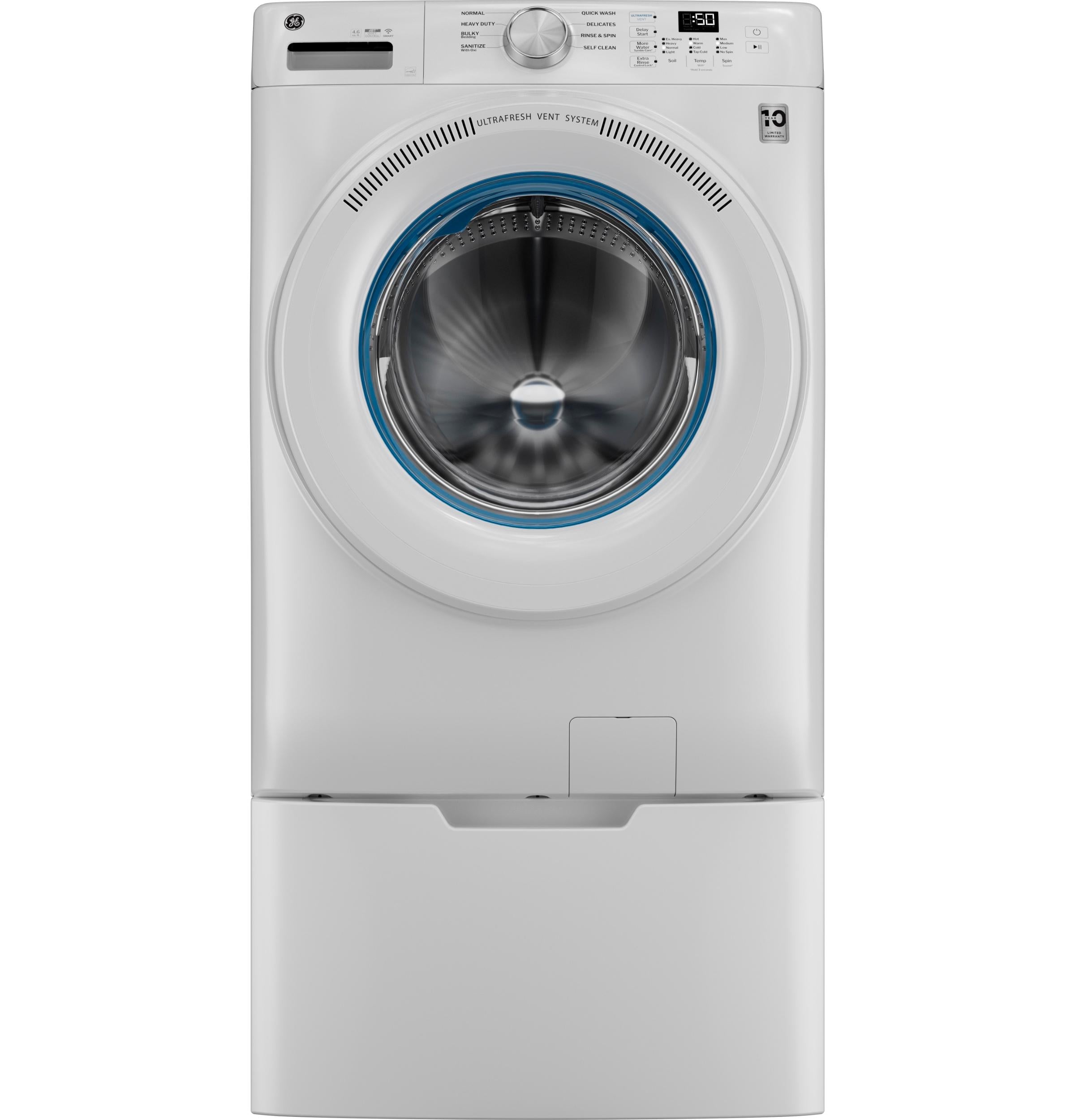 Ge Appliances GFW350SSYWW Ge® Energy Star® 4.6 Cu. Ft. Capacity Smart Front Load Washer With Ultrafresh Vent System With Odorblock™