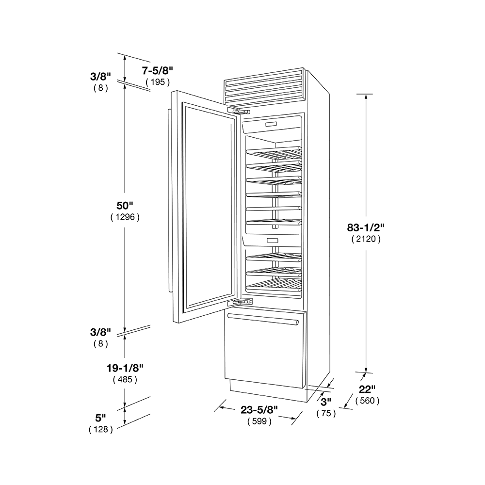 Fulgor Milano F7PBW24S2R 24" Pro Wine Cellar - Right Hinge