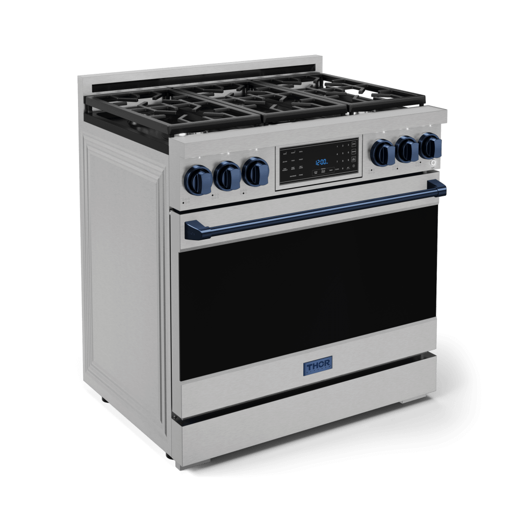 Thor Kitchen RSG36BLU 36 Inch Professional Gas Range With Tilt Panel Touch Control In Stainless Steel/Blue Gordon Ramsay Series - Rsg36-Blu