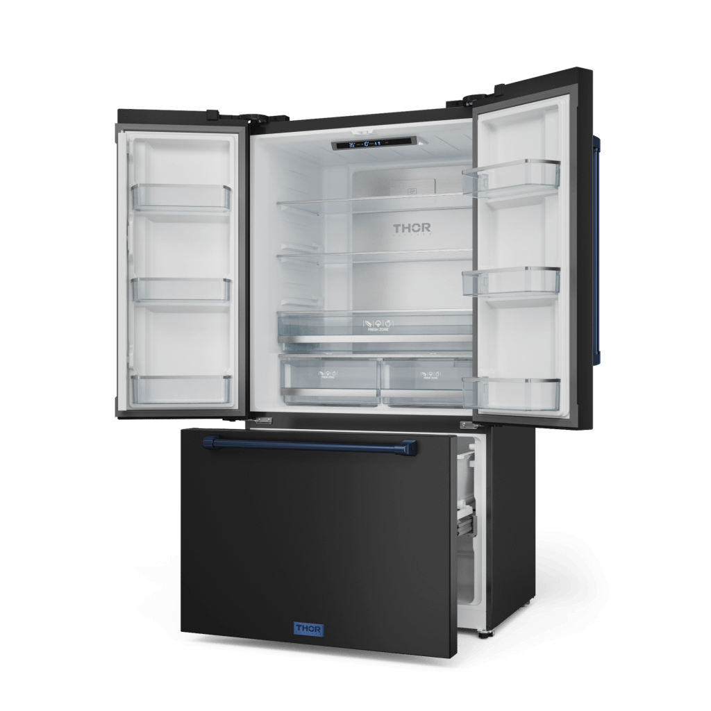 Thor Kitchen RF3621CTD00BLU 36 Inch 20.3 Cu Ft French Door Counter Depth Refrigerator With Ice Maker In Black/Navy Blue Gordon Ramsay Series - Rf3621Ctd00-Blu