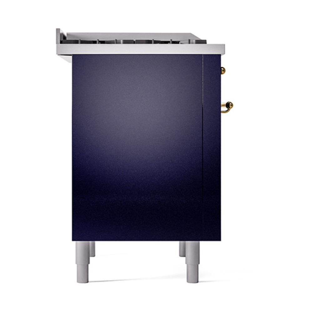 Ilve UN36FQNMPMBGLP Ilve Un36Fqnmpmbglp Nostalgie Ii Noblesse 36" Dual Fuel Range (Liquid Propane, Solid Door, Midnight Blue, Brass)