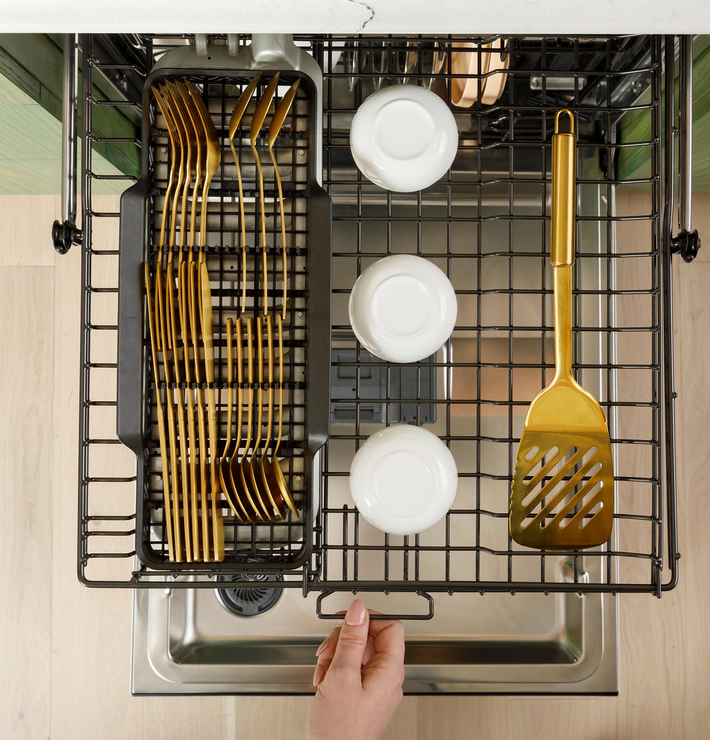 Cafe CDP888M5VS5 Café™ Customfit Energy Star Stainless Interior Smart Dishwasher With Ultra Wash Top Rack And Dual Convection Ultra Dry, Led Lights, 39 Dba In Platinum Glass