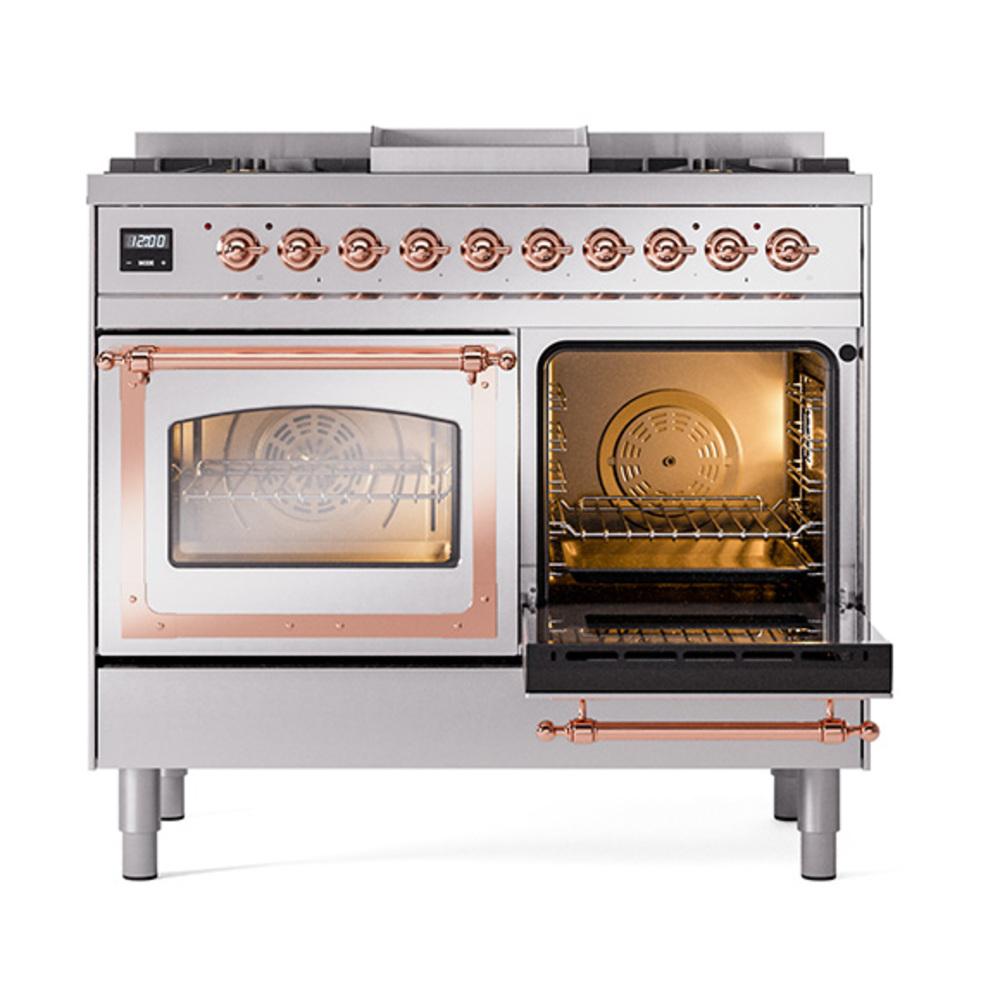 Ilve UND40FNMPSSP Ilve Und40Fnmpssp Nostalgie Ii Noblesse 40" Dual Fuel Range (Natural Gas, Triple Glass Door, Stainless Steel, Copper)