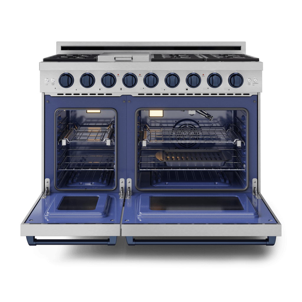Thor Kitchen RSG48EBLU 48 Inch Professional Gas Range With Pro-Style Knobs In Stainless Steel/Blue Gordon Ramsay Series - Rsg48E-Blu