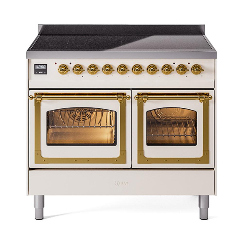 Ilve UNDI406NMPAWG Ilve Undi406Nmpawg Nostalgie Ii Noblesse 40" Induction Range (Triple Glass Door, Antique White, Brass)