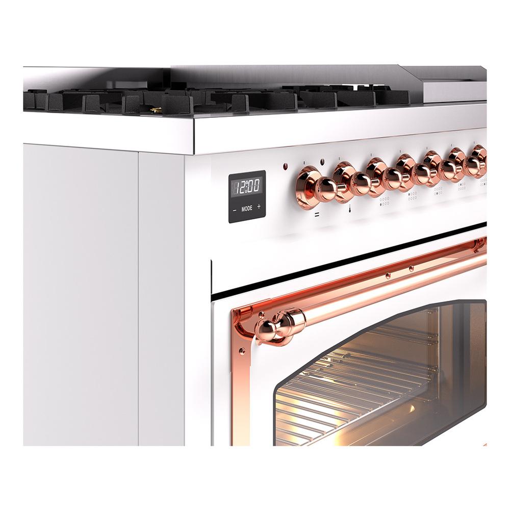 Ilve UN48FNMPRAP Ilve Un48Fnmprap Nostalgie Ii Noblesse 48" Dual Fuel Range (8 Sealed Burners + Griddle, Natural Gas, Triple Glass Door, Ral, Copper)
