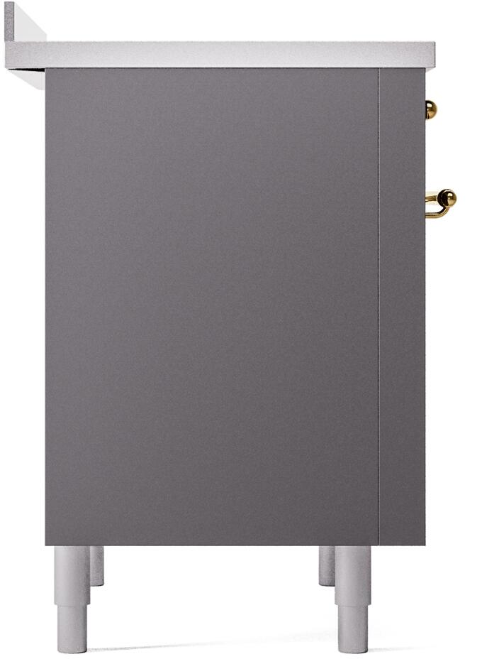 Ilve UPI366NMPMGG Nostalgie Ii 36 Inch Electric Freestanding Range In Matte Graphite With Brass Trim