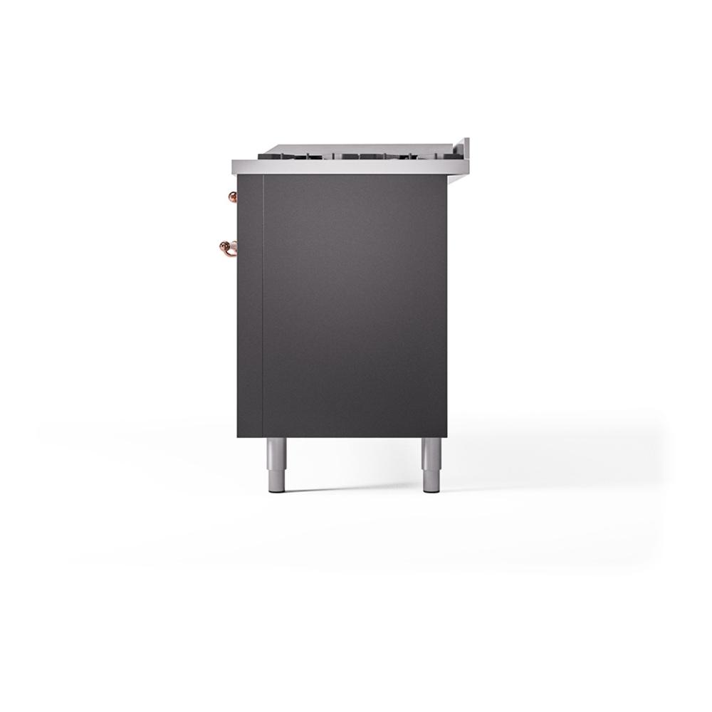 Ilve UN60FQNMPMGP Ilve Un60Fqnmpmgp Nostalgie Ii Noblesse 60" Dual Fuel Range (9 Sealed Burners + Griddle, Natural Gas, Solid Door, Graphite Matte, Copper)