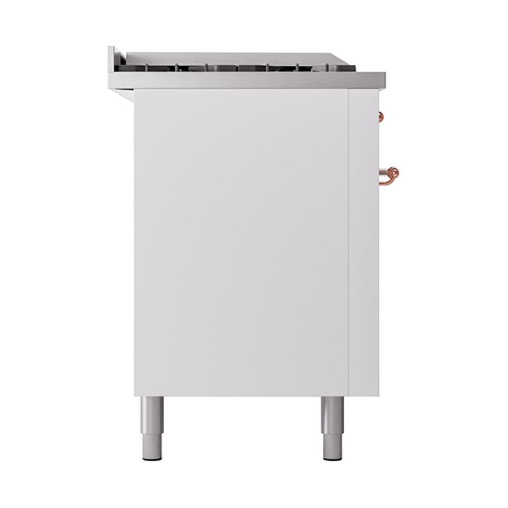 Ilve UN60FSQNMPWHPLP Ilve Un60Fsqnmpwhplp Nostalgie Ii Noblesse 60" Dual Fuel Range (7 Sealed Burners + Griddle + French Top, Liquid Propane, Solid Door, White, Copper)