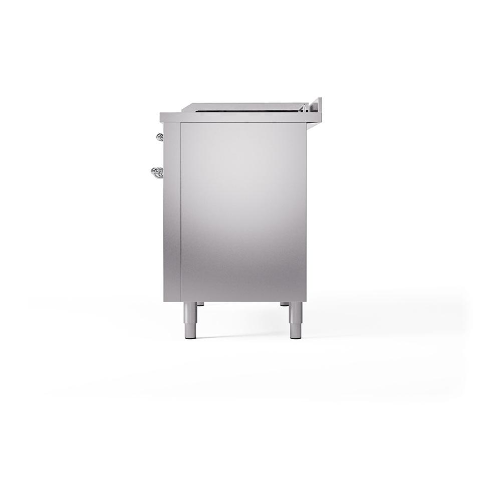 Ilve UN48FSQNMPSSC Ilve Un48Fsqnmpssc Nostalgie Ii Noblesse 48" Dual Fuel Range (5 Sealed Burners + Griddle + French Top, Natural Gas, Solid Door, Stainless Steel, Chrome)