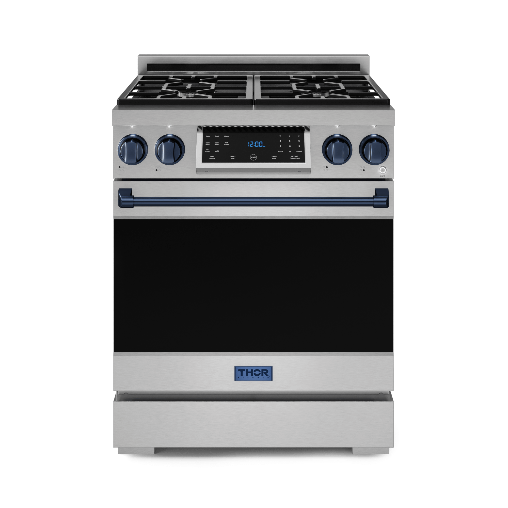 Thor Kitchen RSG30BLU 30 Inch Professional Gas Range With Tilt Panel Touch Control In Stainless Steel/Blue Gordon Ramsay Series - Rsg30-Blu