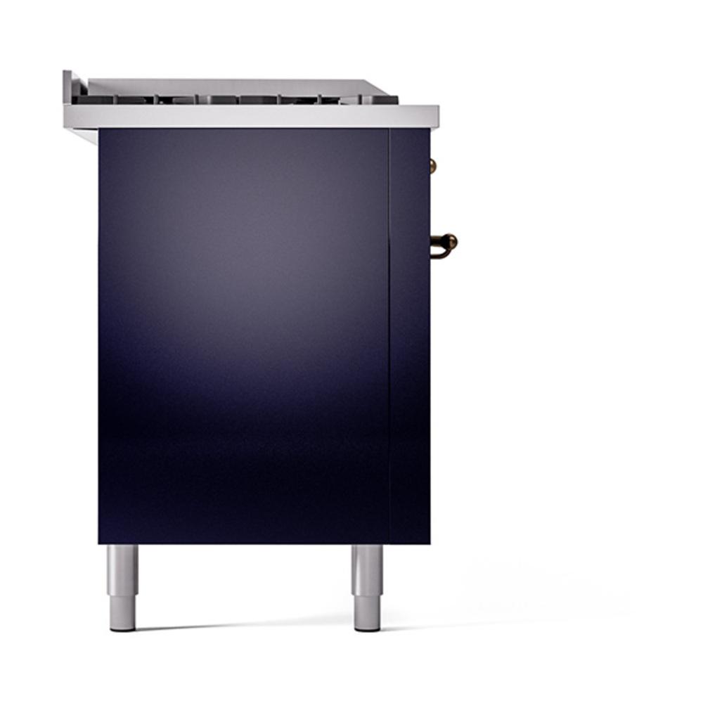 Ilve UN60FSQNMPMBBLP Ilve Un60Fsqnmpmbblp Nostalgie Ii Noblesse 60" Dual Fuel Range (7 Sealed Burners + Griddle + French Top, Liquid Propane, Solid Door, Midnight Blue, Burnished)
