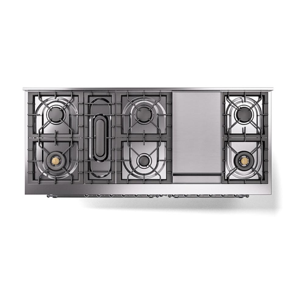 Ilve UN60FNMPRACLP Ilve Un60Fnmpraclp Nostalgie Ii Noblesse 60" Dual Fuel Range (9 Sealed Burners + Griddle, Liquid Propane, Triple Glass Door, Ral, Chrome)
