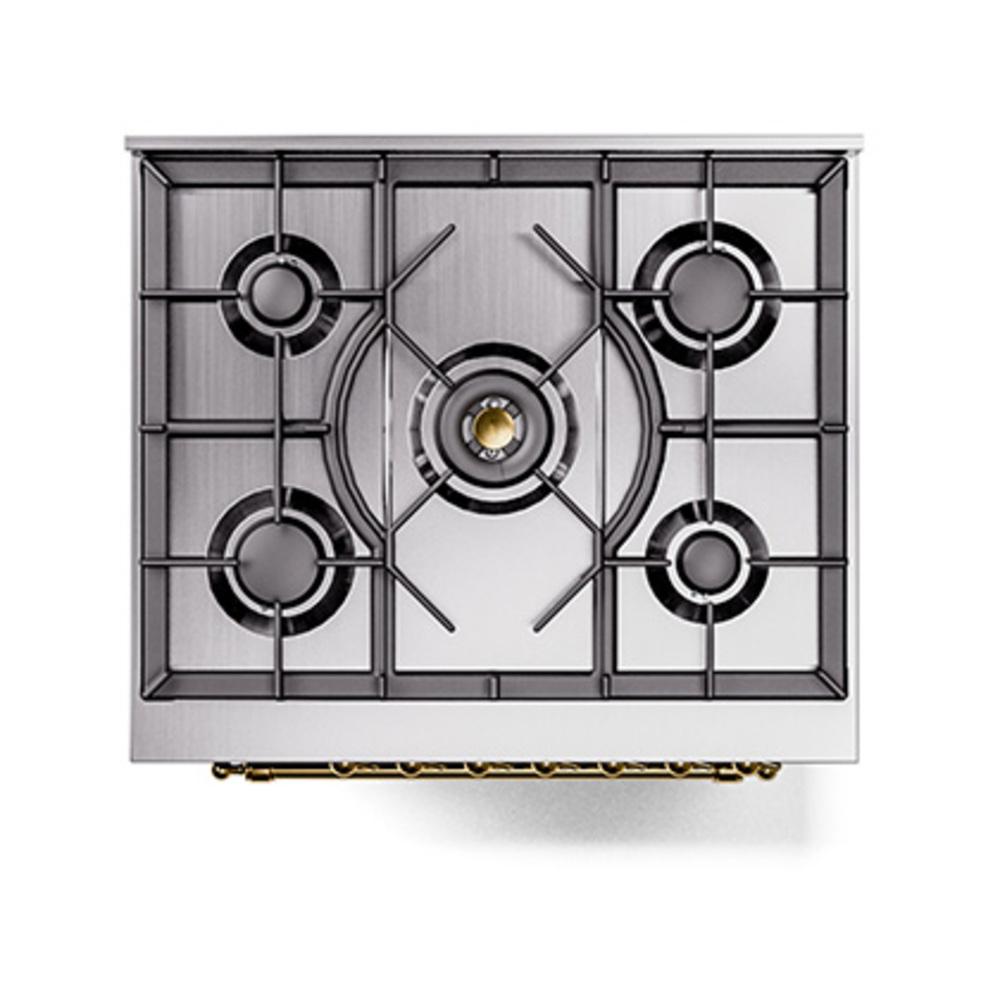 Ilve UN30NMPBKGLP Ilve Un30Nmpbkglp Nostalgie Ii Noblesse 30" Dual Fuel Range (Liquid Propane, Triple Glass Door, Glossy Black, Brass)