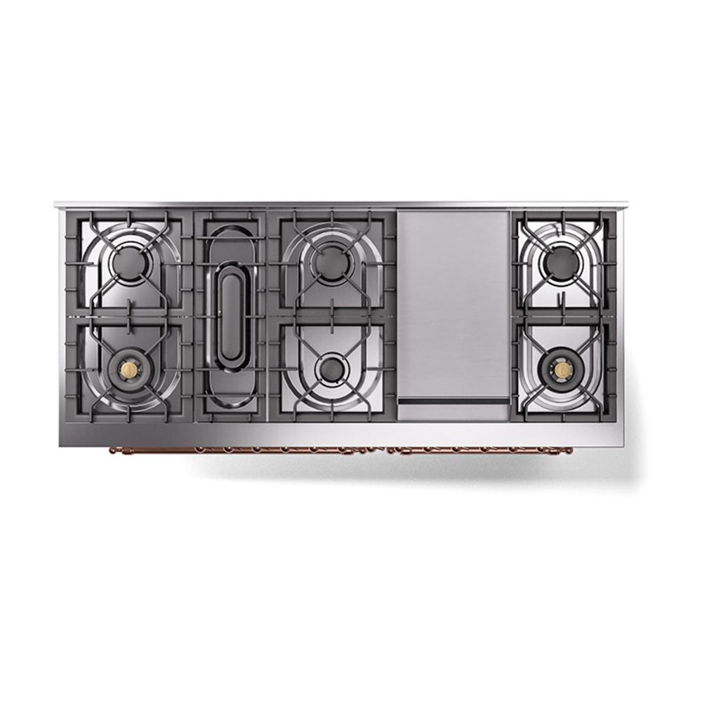 Ilve UN60FNMPRAPLP Ilve Un60Fnmpraplp Nostalgie Ii Noblesse 60" Dual Fuel Range (9 Sealed Burners + Griddle, Liquid Propane, Triple Glass Door, Ral, Copper)