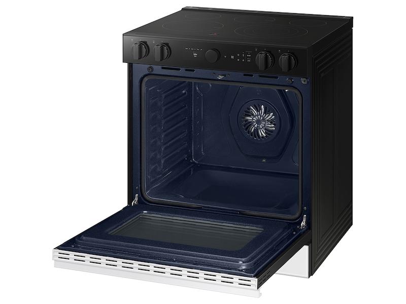 Samsung NSE6DB870012 Bespoke 6.3 Cu. Ft. Smart Slide-In Electric Range With Smart Oven Camera & Illuminated Precision Knobs In White Glass
