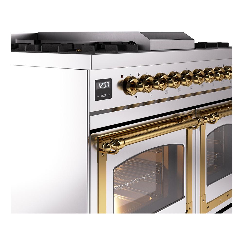 Ilve UND40FNMPSSG Ilve Und40Fnmpssg Nostalgie Ii Noblesse 40" Dual Fuel Range (Natural Gas, Triple Glass Door, Stainless Steel, Brass)