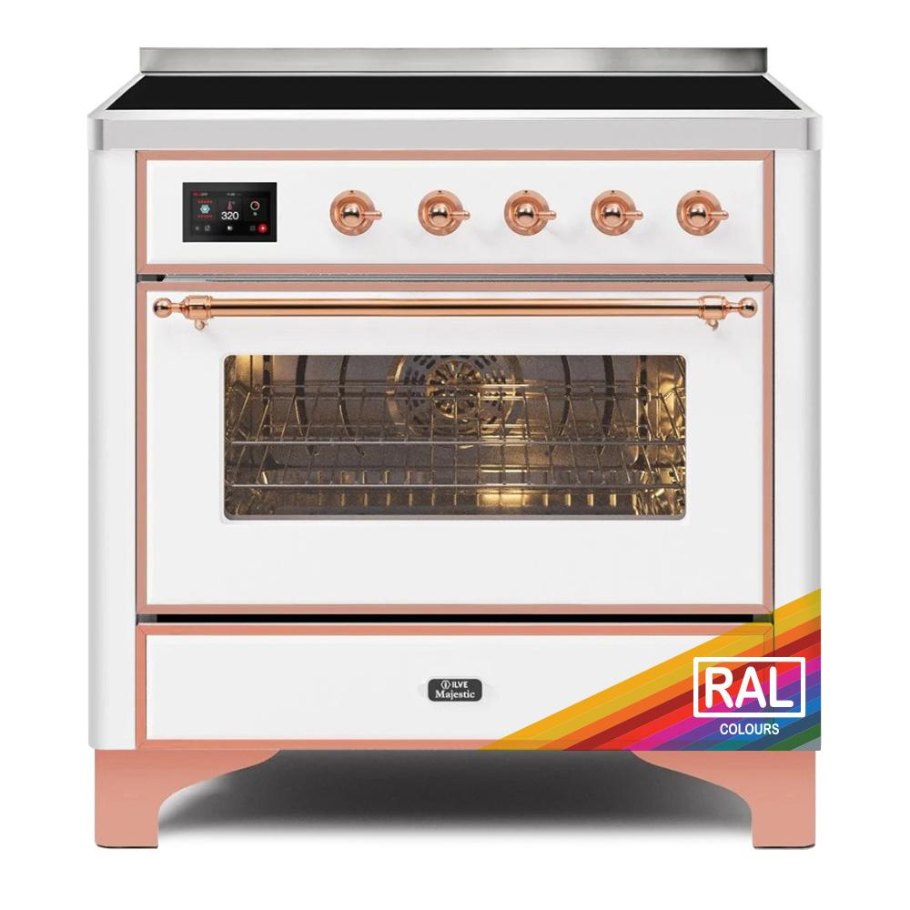 Ilve UMI09NS3RAP Ilve Majestic Ii 36 Umi09Ns3Rap Freestanding Electric Range With Induction Single Oven With Triple Glass Door In Ral Color With Copper Knobs