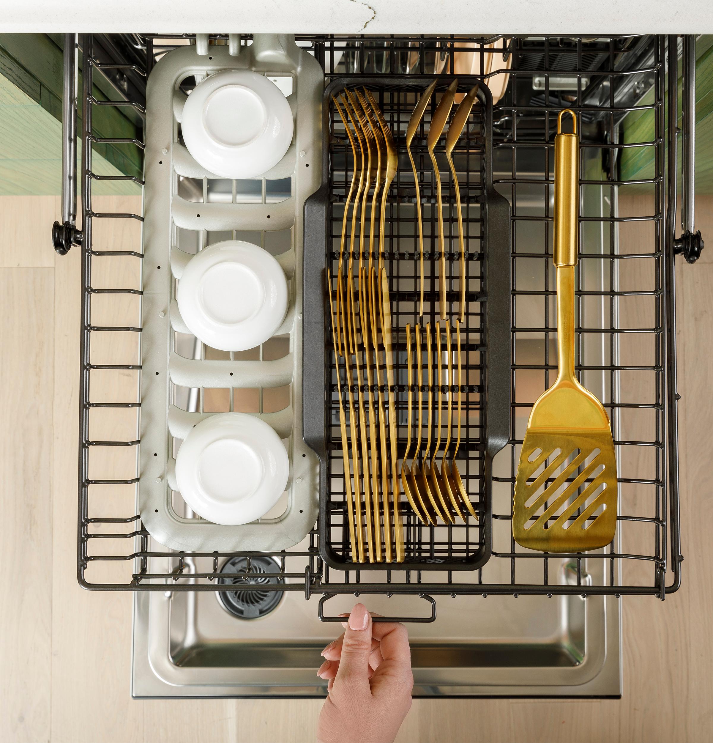Cafe CDP888M5VS5 Café™ Customfit Energy Star Stainless Interior Smart Dishwasher With Ultra Wash Top Rack And Dual Convection Ultra Dry, Led Lights, 39 Dba In Platinum Glass