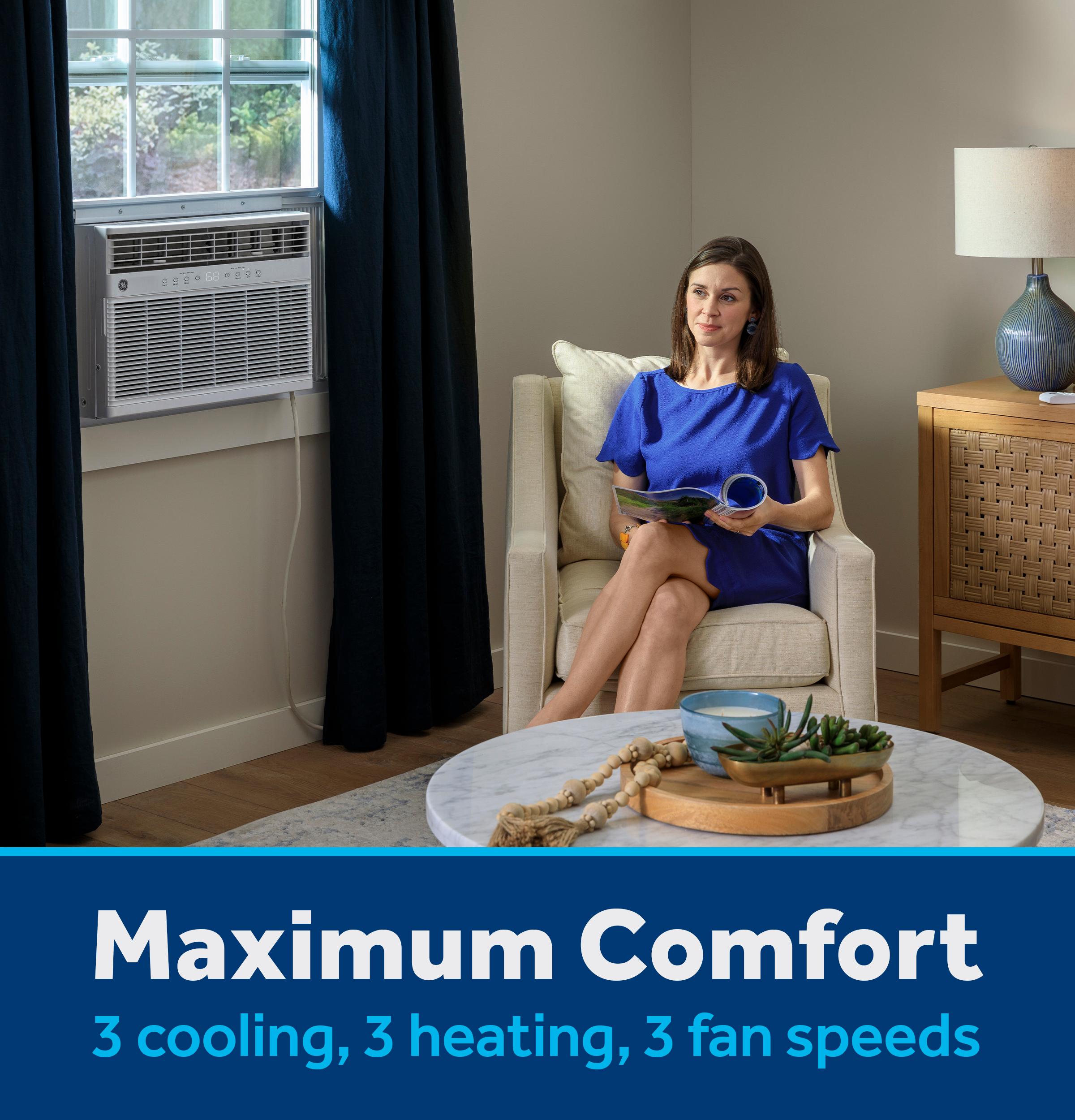 Ge Appliances AWGP08WWF Ge® 8,000 Btu Smart Heat/Cool With Heat Pump Electronic Window Air Conditioner For Medium Rooms Up To 350 Sq. Ft.