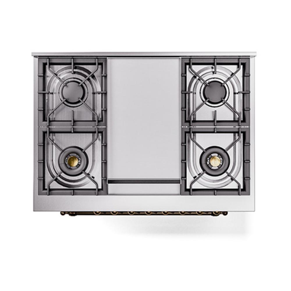 Ilve UN36FQNMPRABLP Ilve Un36Fqnmprablp Nostalgie Ii Noblesse 36" Dual Fuel Range (Liquid Propane, Solid Door, Ral, Burnished)