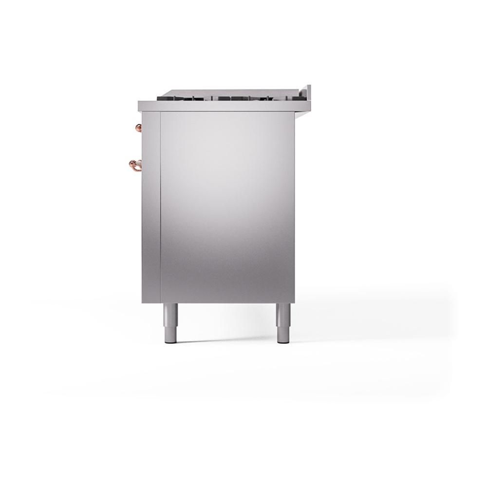 Ilve UN60FQNMPSSPLP Ilve Un60Fqnmpssplp Nostalgie Ii Noblesse 60" Dual Fuel Range (9 Sealed Burners + Griddle, Liquid Propane, Solid Door, Stainless Steel, Copper)