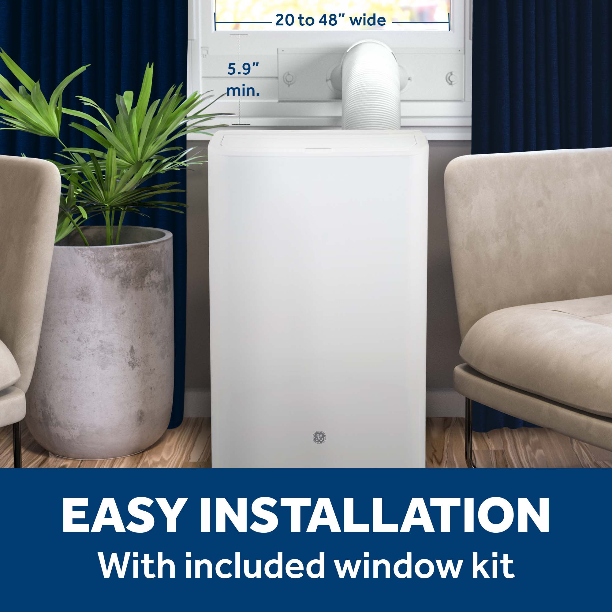 Ge Appliances APLS08WWF Ge® 8,000 Btu Class Smart Portable Air Conditioner For Medium Rooms Up To 350 Sq Ft. (8,100 Btu Doe)