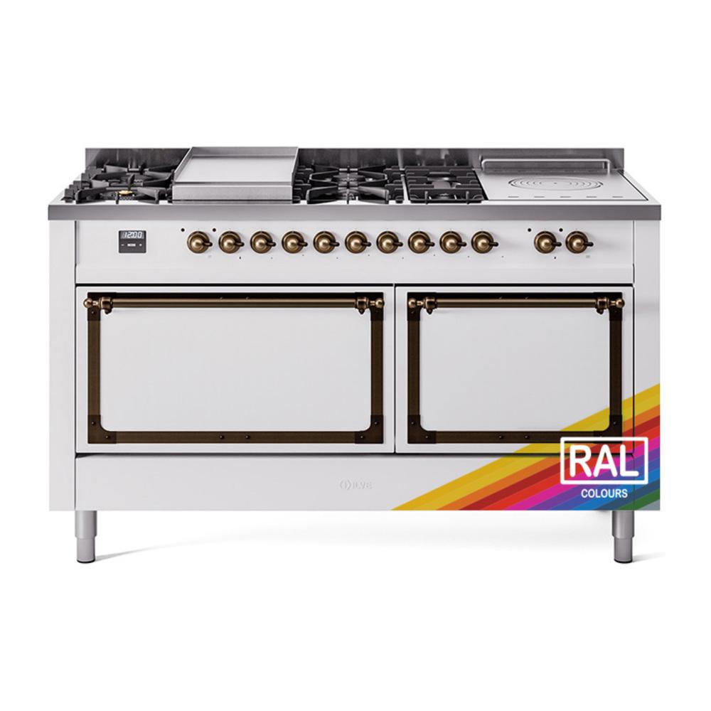 Ilve UN60FSQNMPRAB Ilve Un60Fsqnmprab Nostalgie Ii Noblesse 60" Dual Fuel Range (7 Sealed Burners + Griddle + French Top, Natural Gas, Solid Door, Ral, Burnished)