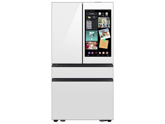 Samsung RF90F23AEW Bespoke 23 Cu. Ft. Counter Depth 4-Door French Door Refrigerator With Ai Family Hub™+ Ai Vision Inside™ In White Glass
