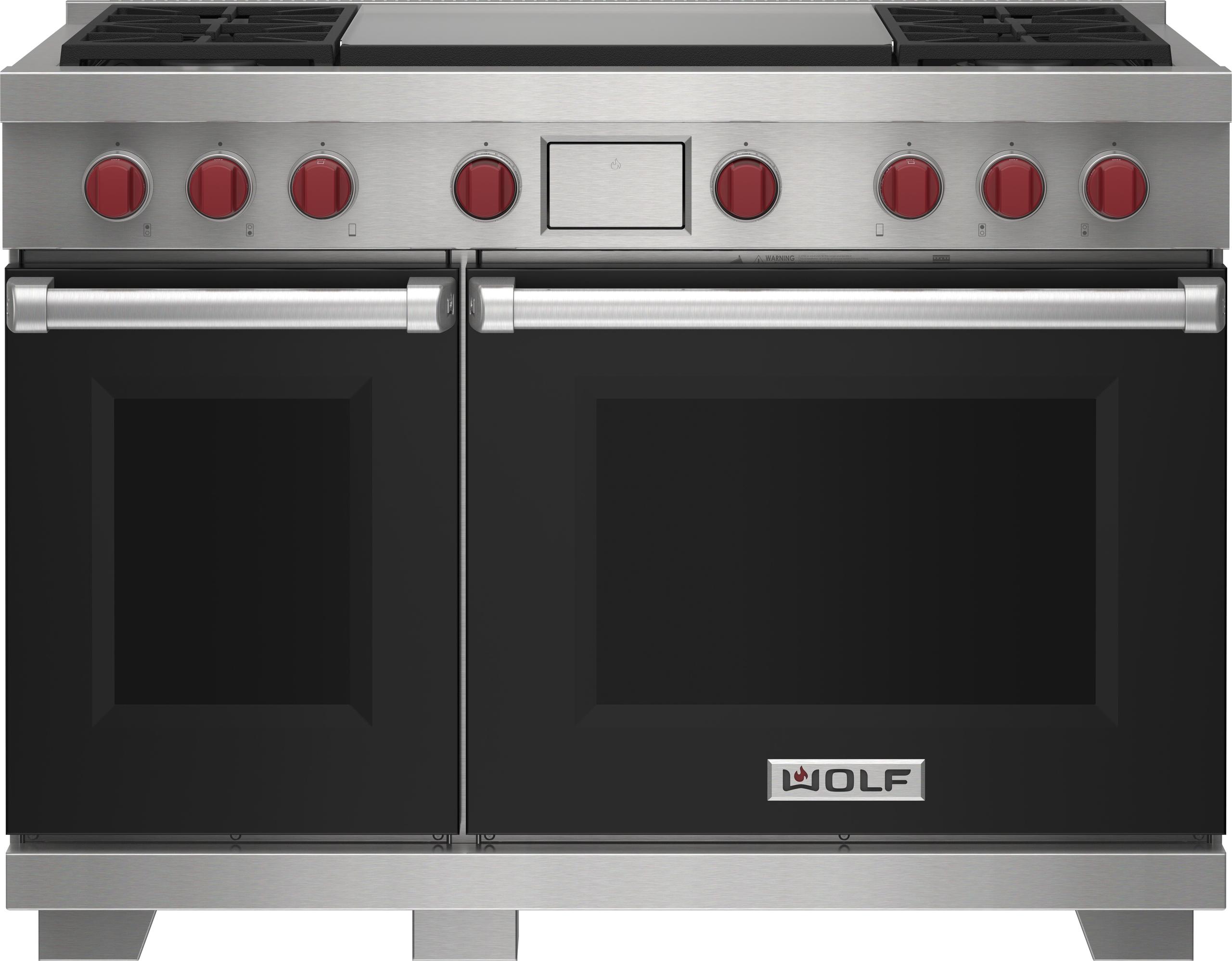 Wolf DF48450DGBKPLP 48" Dual Fuel Range - 4 Burners And Infrared Dual Griddle