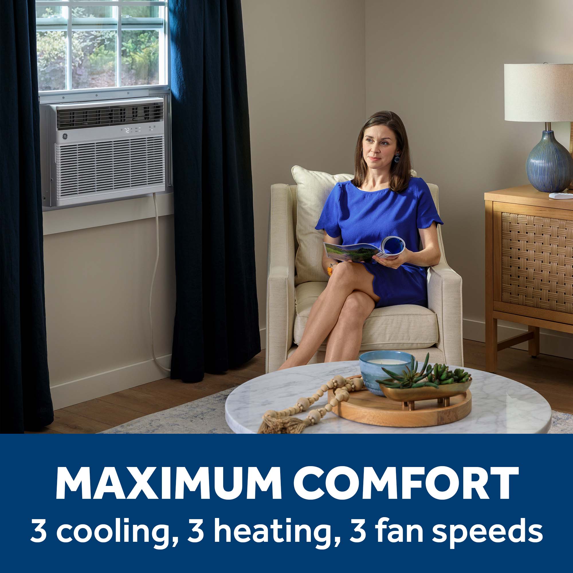 Ge Appliances AWGH12WWF Ge® 12,000 Btu Smart Heat/Cool Electronic Window Air Conditioner For Large Rooms Up To 550 Sq. Ft.