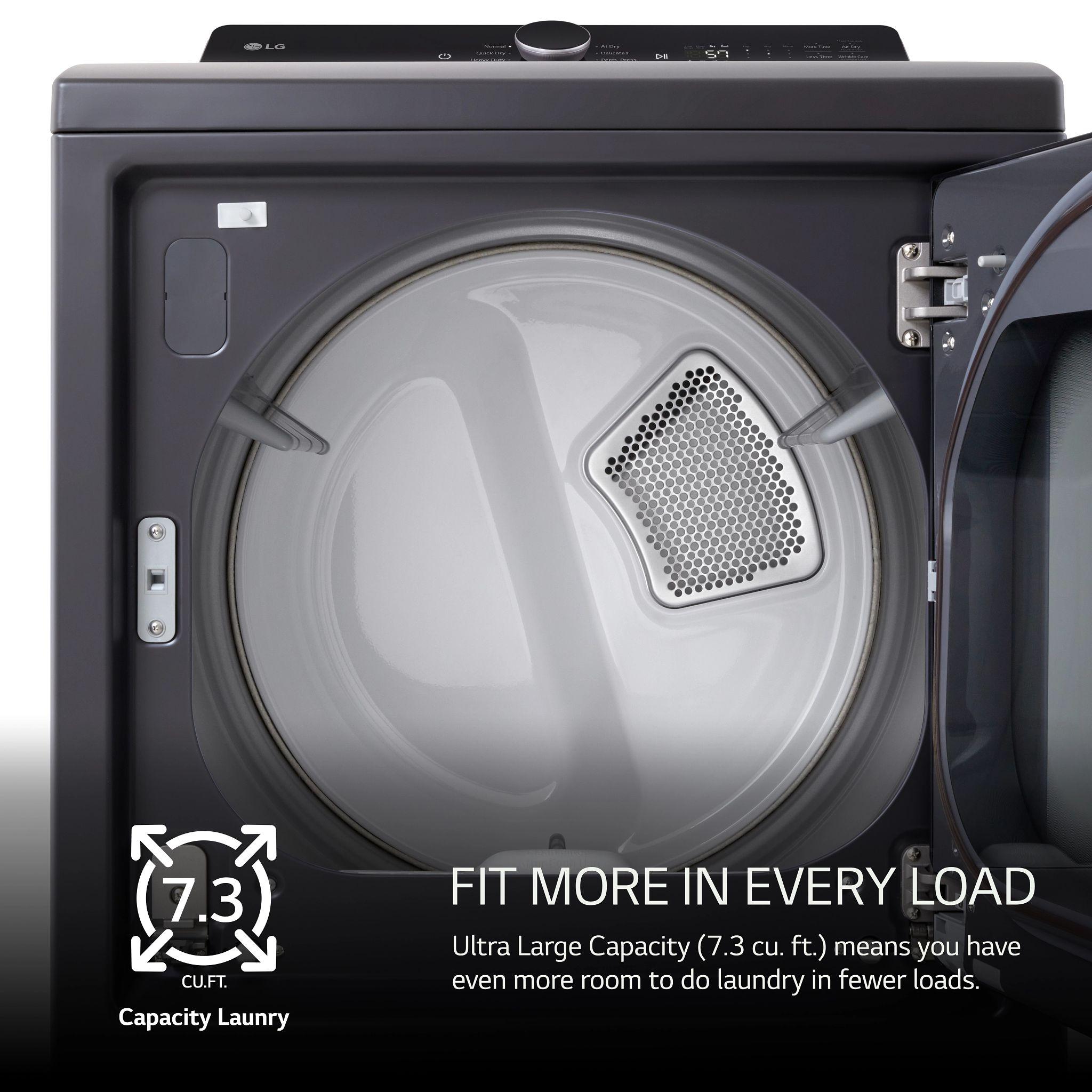 Lg DLE8400BE 7.3 Cu. Ft. Ultra Large Capacity Rear Control Electric Dryer With Lg Easyload™ Door And Ai Sensing