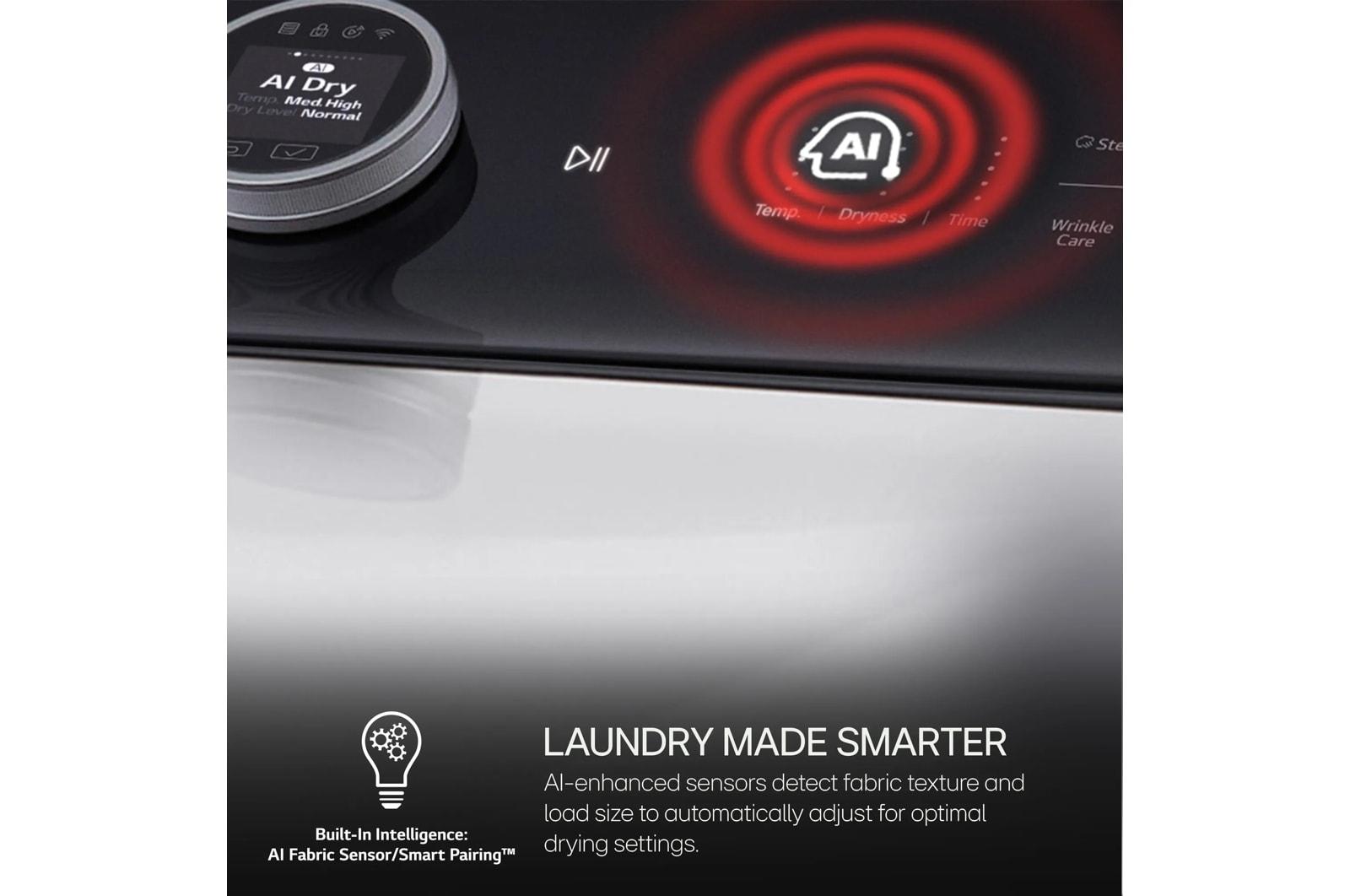 Lg DLGX8601WE 7.3 Cu.Ft. Ultra Large High Efficiency Gas Turbosteam™ Lg Easyload™ Door, Wi-Fi Connectivity, White