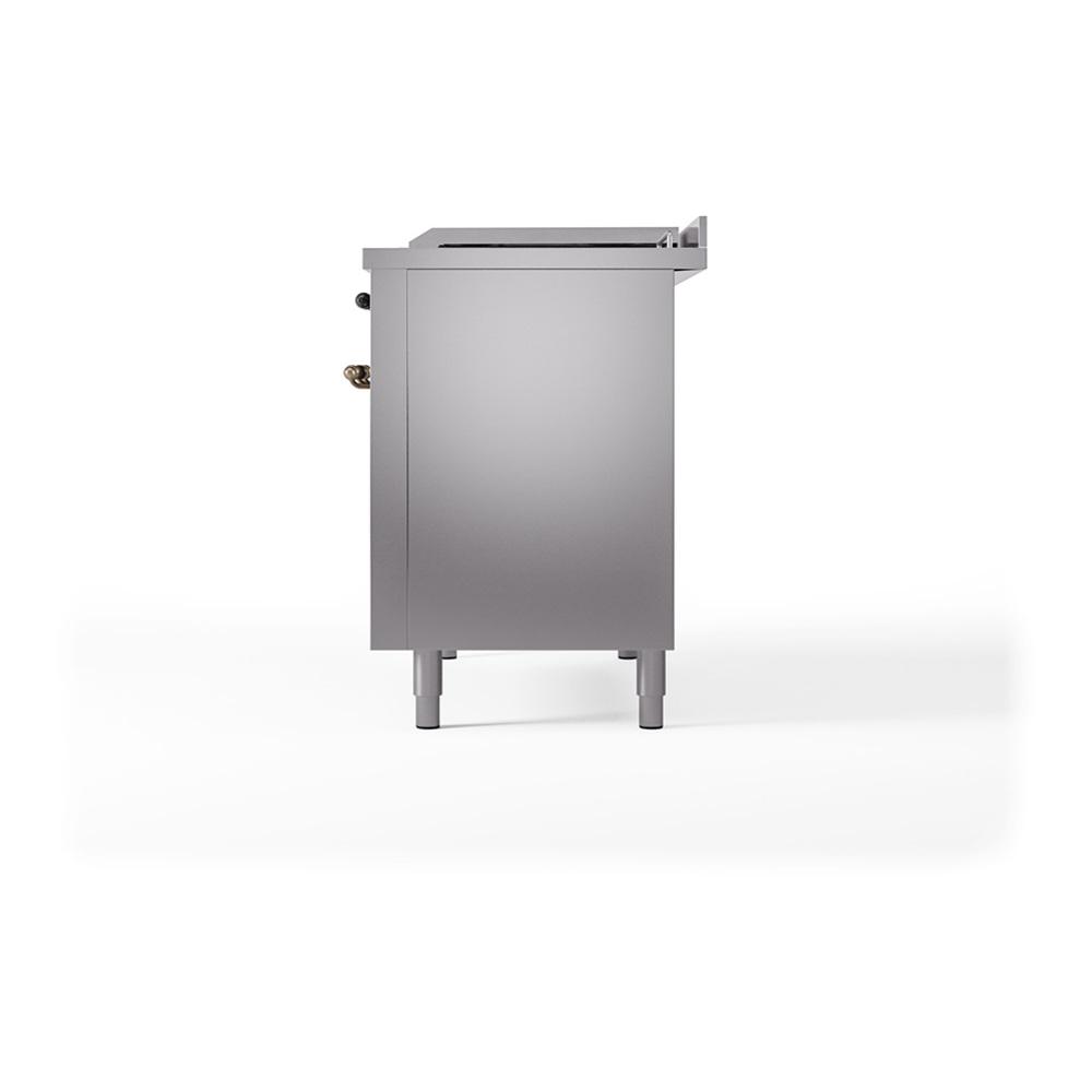 Ilve UN48FSQNMPSSB Ilve Un48Fsqnmpssb Nostalgie Ii Noblesse 48" Dual Fuel Range (5 Sealed Burners + Griddle + French Top, Natural Gas, Solid Door, Stainless Steel, Burnished)