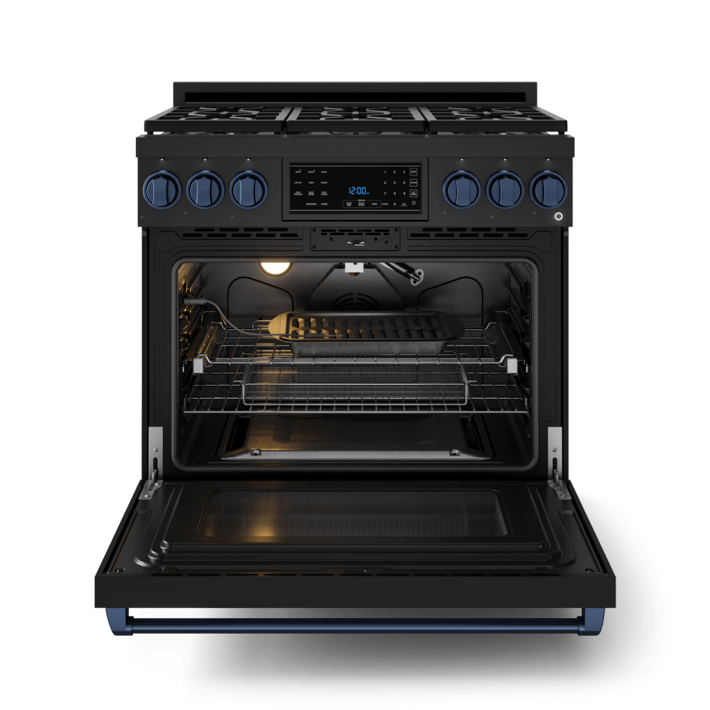 Thor Kitchen RSG36BBLU 36 Inch Professional Gas Range With Tilt Panel Touch Control In Stainless Black/Blue Gordon Ramsay Series - Rsg36B-Blu