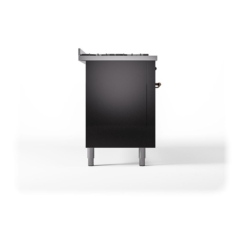 Ilve UN60FQNMPBKB Ilve Un60Fqnmpbkb Nostalgie Ii Noblesse 60" Dual Fuel Range (9 Sealed Burners + Griddle, Natural Gas, Solid Door, Glossy Black, Burnished)