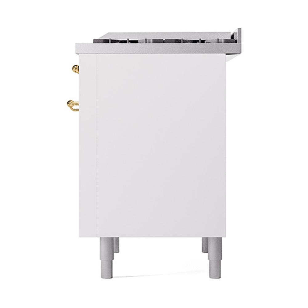 Ilve UN36FQNMPWHG Ilve Un36Fqnmpwhg Nostalgie Ii Noblesse 36" Dual Fuel Range (Natural Gas, Solid Door, White, Brass)
