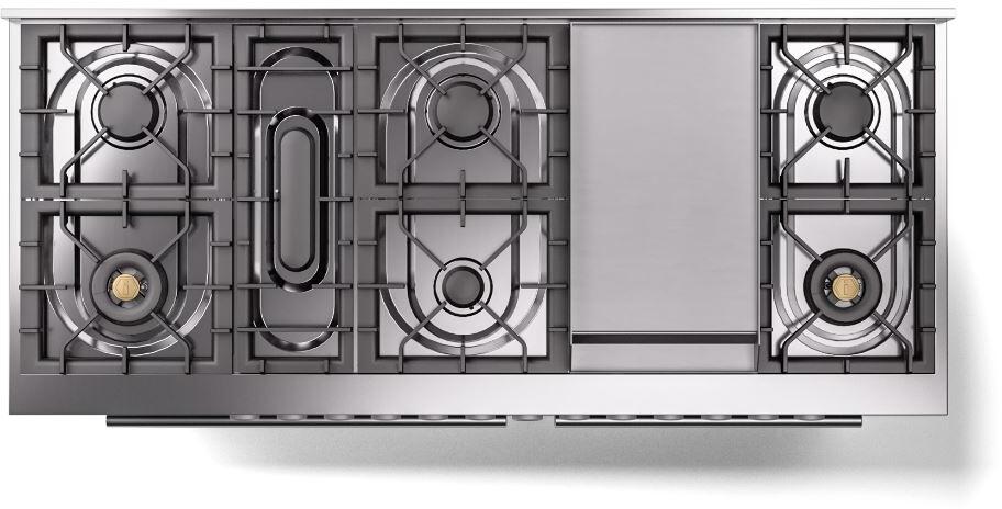Ilve UP60FWMPMGLP Professional Plus Ii 60 Inch Dual Fuel Liquid Propane Freestanding Range In Matte Graphite With Trim