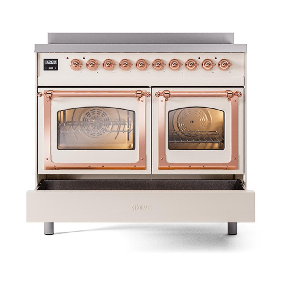 Ilve UNDI406NMPAWP Ilve Undi406Nmpawp Nostalgie Ii Noblesse 40" Induction Range (Triple Glass Door, Antique White, Copper)