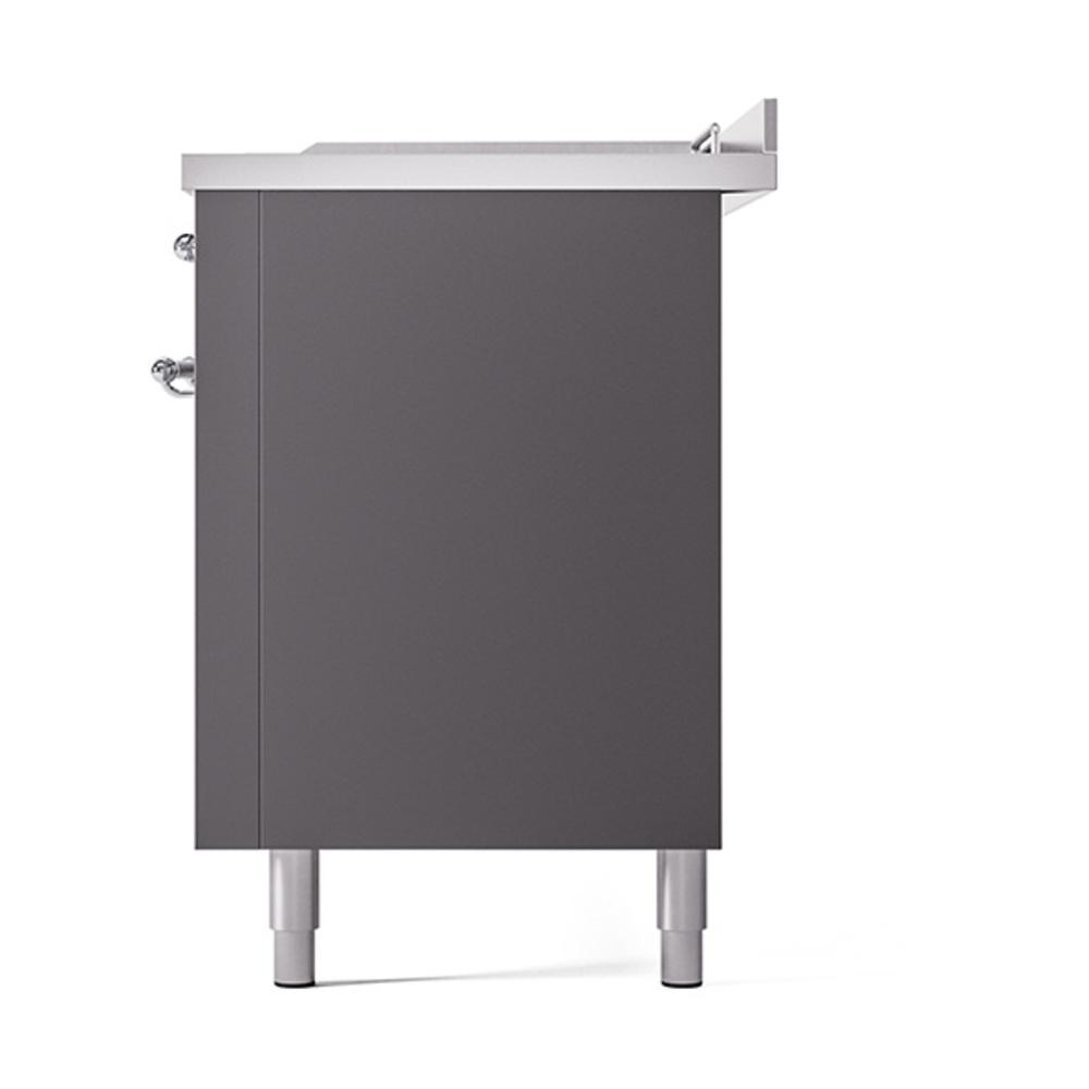 Ilve UN60FSQNMPMGCLP Ilve Un60Fsqnmpmgclp Nostalgie Ii Noblesse 60" Dual Fuel Range (7 Sealed Burners + Griddle + French Top, Liquid Propane, Solid Door, Graphite Matte, Chrome)