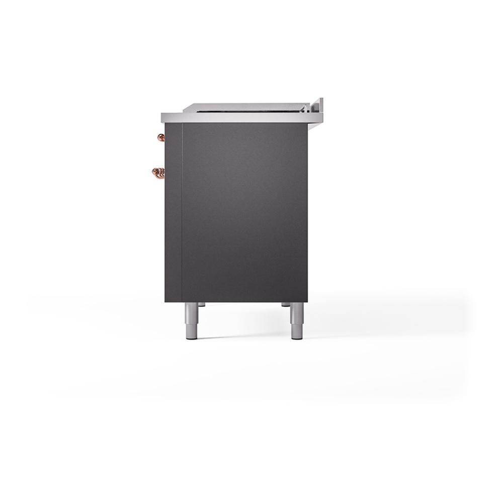 Ilve UN48FSQNMPMGPLP Ilve Un48Fsqnmpmgplp Nostalgie Ii Noblesse 48" Dual Fuel Range (5 Sealed Burners + Griddle + French Top, Liquid Propane, Solid Door, Graphite Matte, Copper)