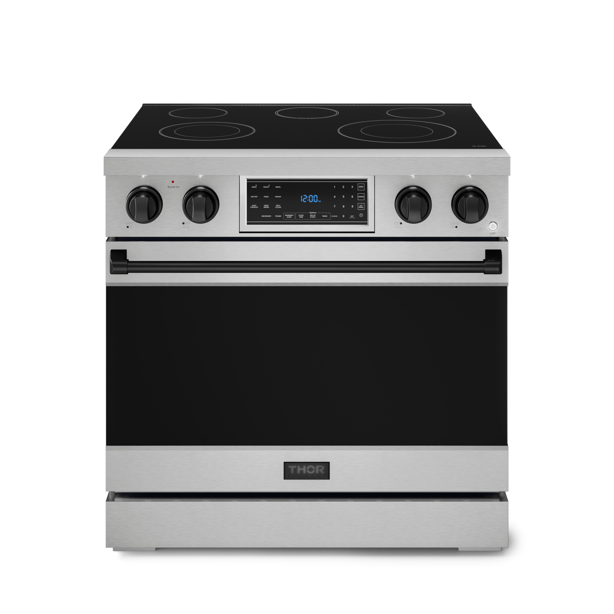 Thor Kitchen RSE36BLK 36 Inch Professional Electric Range With Tilt Panel Touch Control In Stainless Steel/Black Gordon Ramsay Series - Rse36-Blk