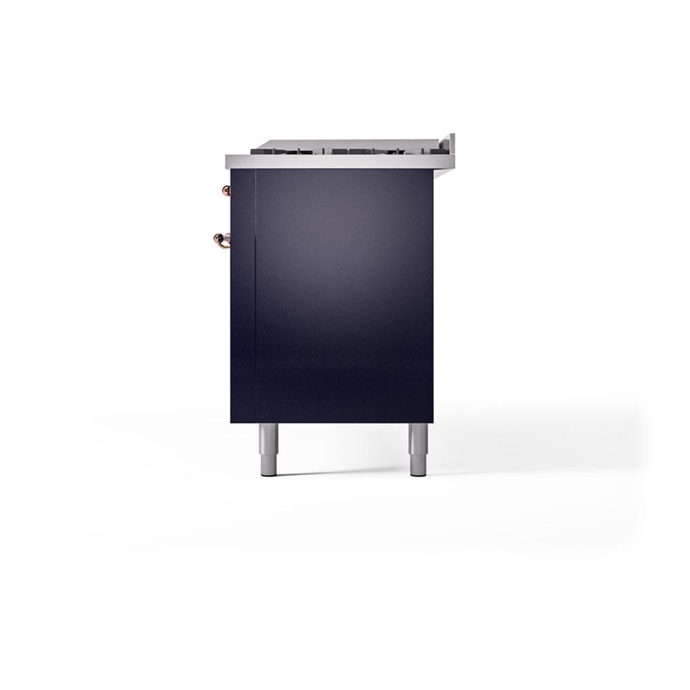 Ilve UN60FQNMPMBP Ilve Un60Fqnmpmbp Nostalgie Ii Noblesse 60" Dual Fuel Range (9 Sealed Burners + Griddle, Natural Gas, Solid Door, Midnight Blue, Copper)