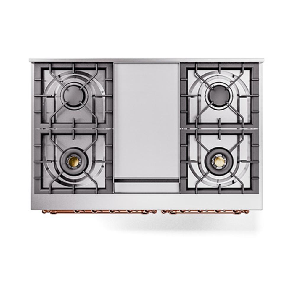 Ilve UND40FNMPAWPLP Ilve Und40Fnmpawplp Nostalgie Ii Noblesse 40" Dual Fuel Range (Liquid Propane, Triple Glass Door, Antique White, Copper)