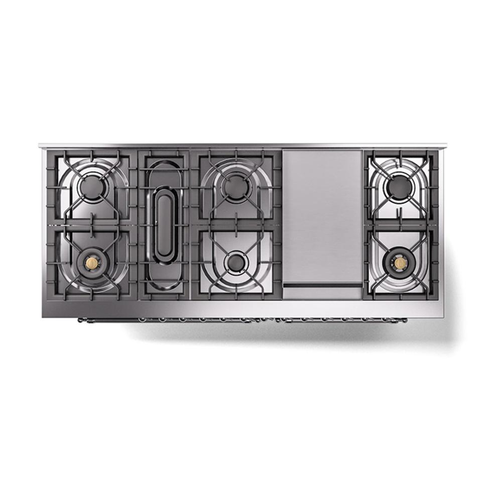 Ilve UN60FQNMPMBC Ilve Un60Fqnmpmbc Nostalgie Ii Noblesse 60" Dual Fuel Range (9 Sealed Burners + Griddle, Natural Gas, Solid Door, Midnight Blue, Chrome)