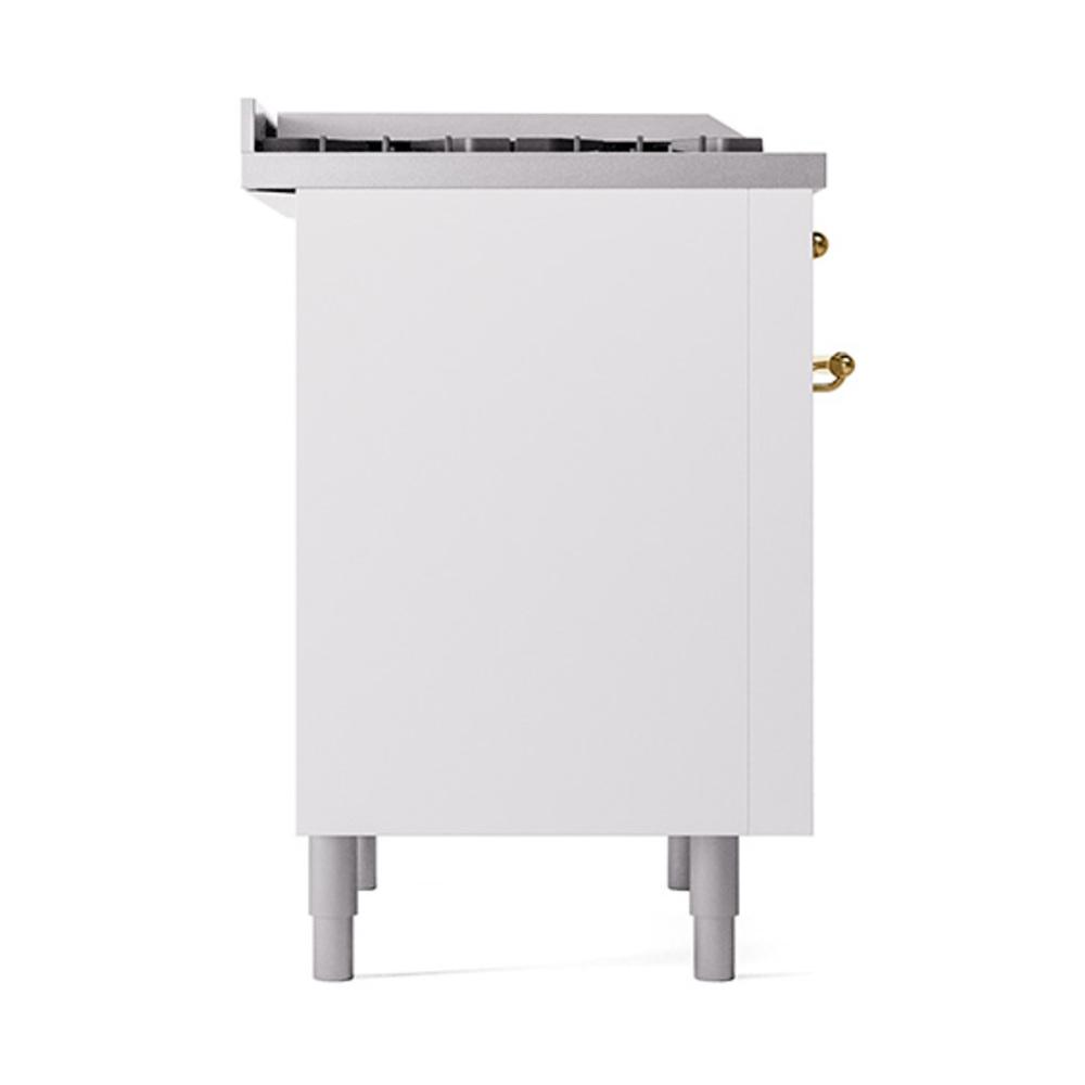Ilve UN36FQNMPWHG Ilve Un36Fqnmpwhg Nostalgie Ii Noblesse 36" Dual Fuel Range (Natural Gas, Solid Door, White, Brass)