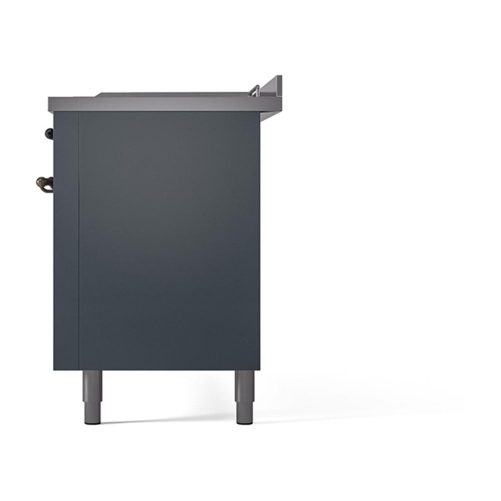 Ilve UN60FSQNMPBGBLP Ilve Un60Fsqnmpbgblp Nostalgie Ii Noblesse 60" Dual Fuel Range (7 Sealed Burners + Griddle + French Top, Liquid Propane, Solid Door, Blue Grey, Burnished)