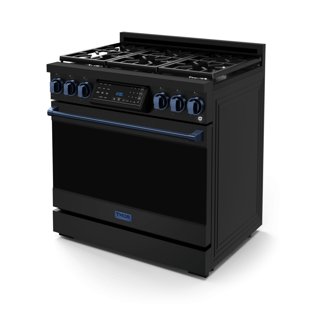 Thor Kitchen RSG36BBLU 36 Inch Professional Gas Range With Tilt Panel Touch Control In Stainless Black/Blue Gordon Ramsay Series - Rsg36B-Blu