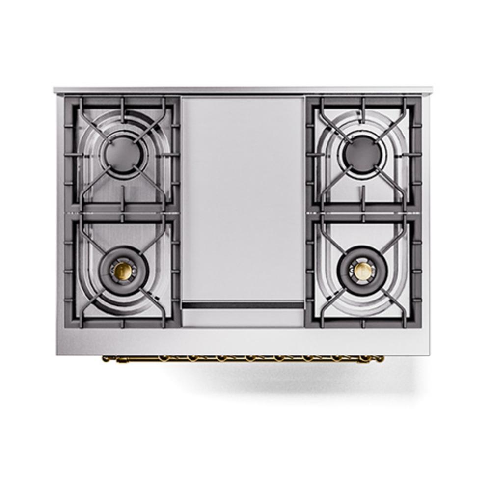 Ilve UN36FNMPBUGLP Ilve Un36Fnmpbuglp Nostalgie Ii Noblesse 36" Dual Fuel Range (Liquid Propane, Triple Glass Door, Burgundy, Brass)