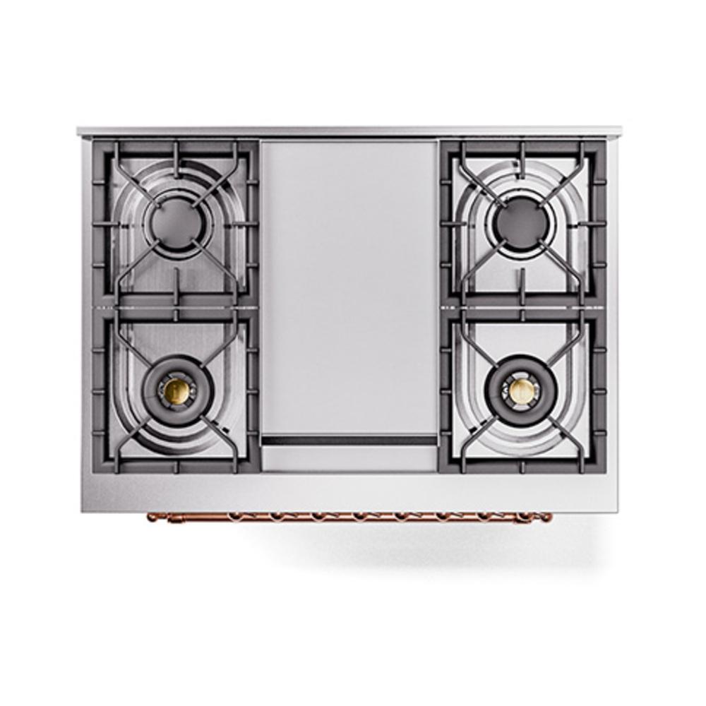 Ilve UN36FQNMPAWPLP Ilve Un36Fqnmpawplp Nostalgie Ii Noblesse 36" Dual Fuel Range (Liquid Propane, Solid Door, Antique White, Copper)